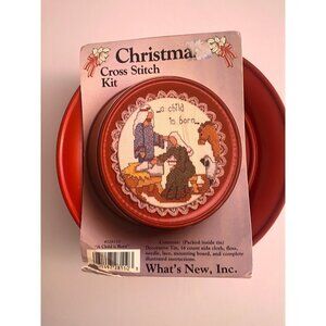 NOS Christmas Cross Stitch Kit A Child Is Born Tin Nativity Baby Jesus Mary
